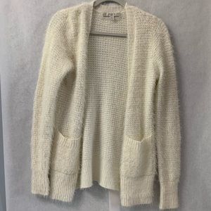 LC Lauren Conrad Chunky Cardigan Small Fuzzy Soft Grannycore Lagenlook Off-White